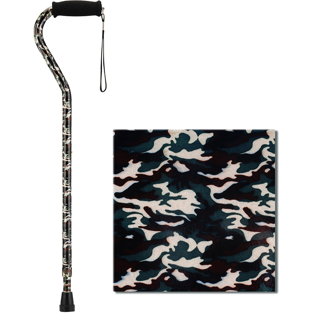 1070CF NOVA OFFSET WALKING CANE WITH STRAP CAMOUFLAGE