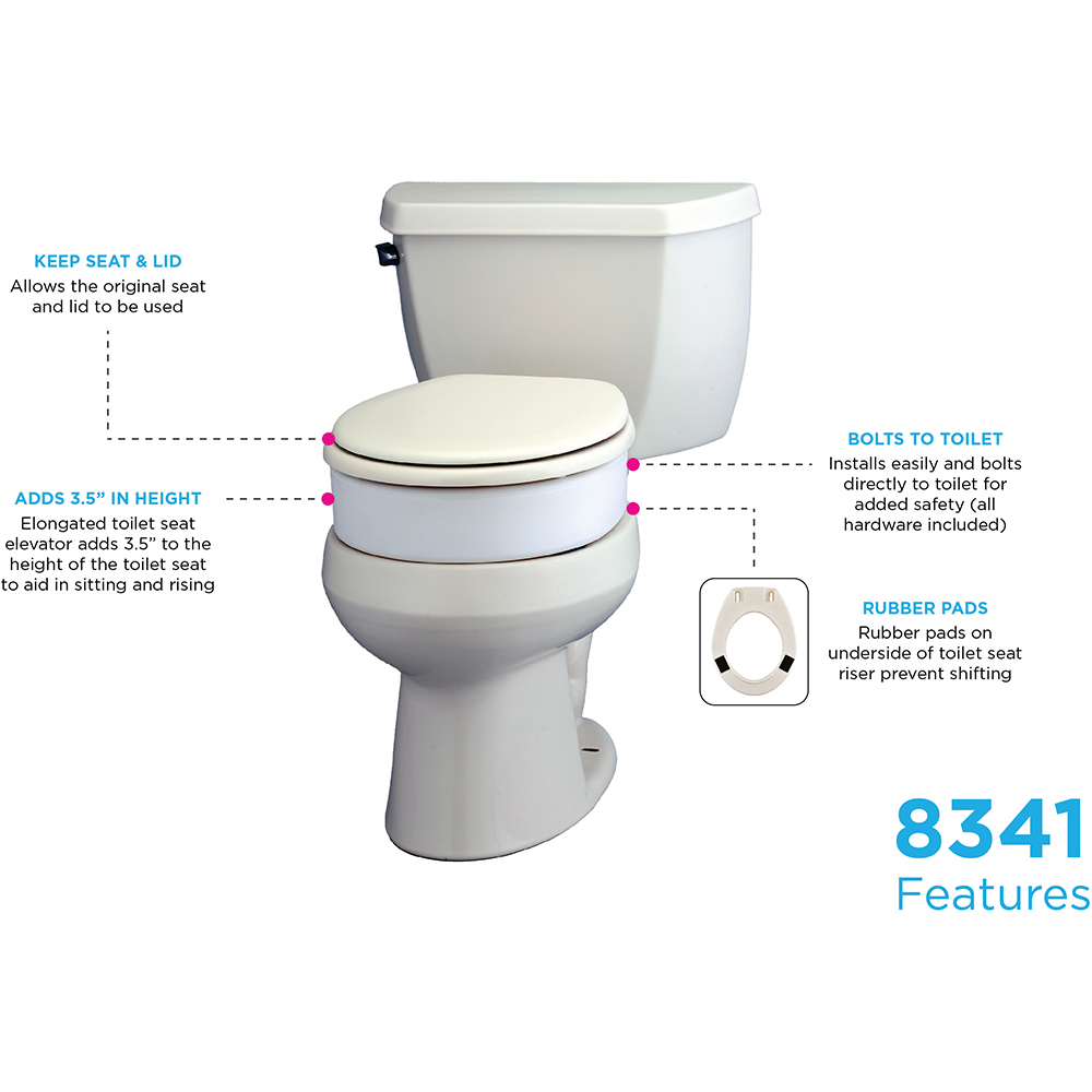 8341-R Nova Toilet Seat Riser Elongated infographic 8341-R Nova Toilet Seat Riser Elongated infographic