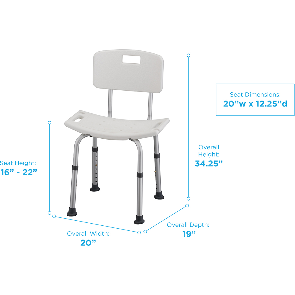 9020 Nova Shower Chair with Back Dimensions 9020 Nova Shower Chair with Back Dimensions