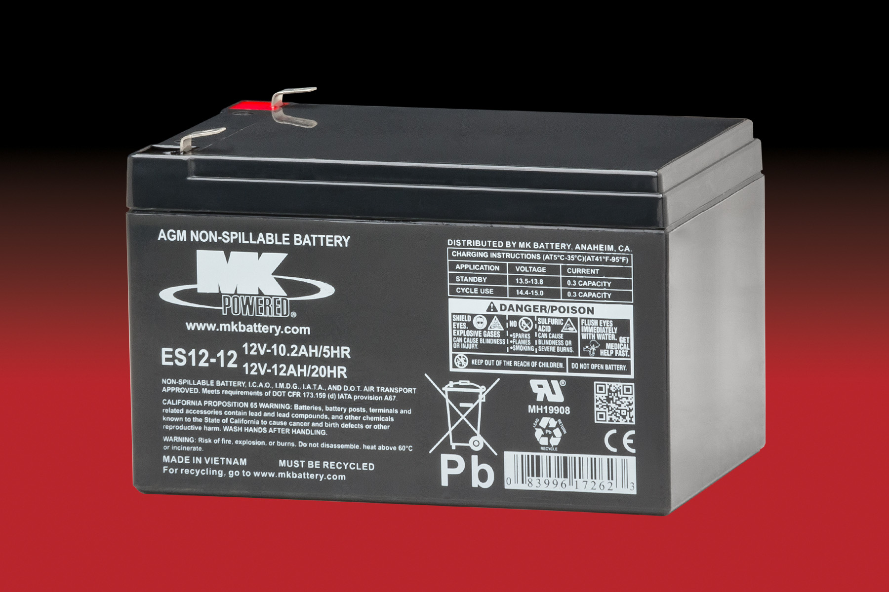 ES12-12 MK Battery ES12-12 MK 12 Volt 12 AMP Sealed Lead AGM Battery