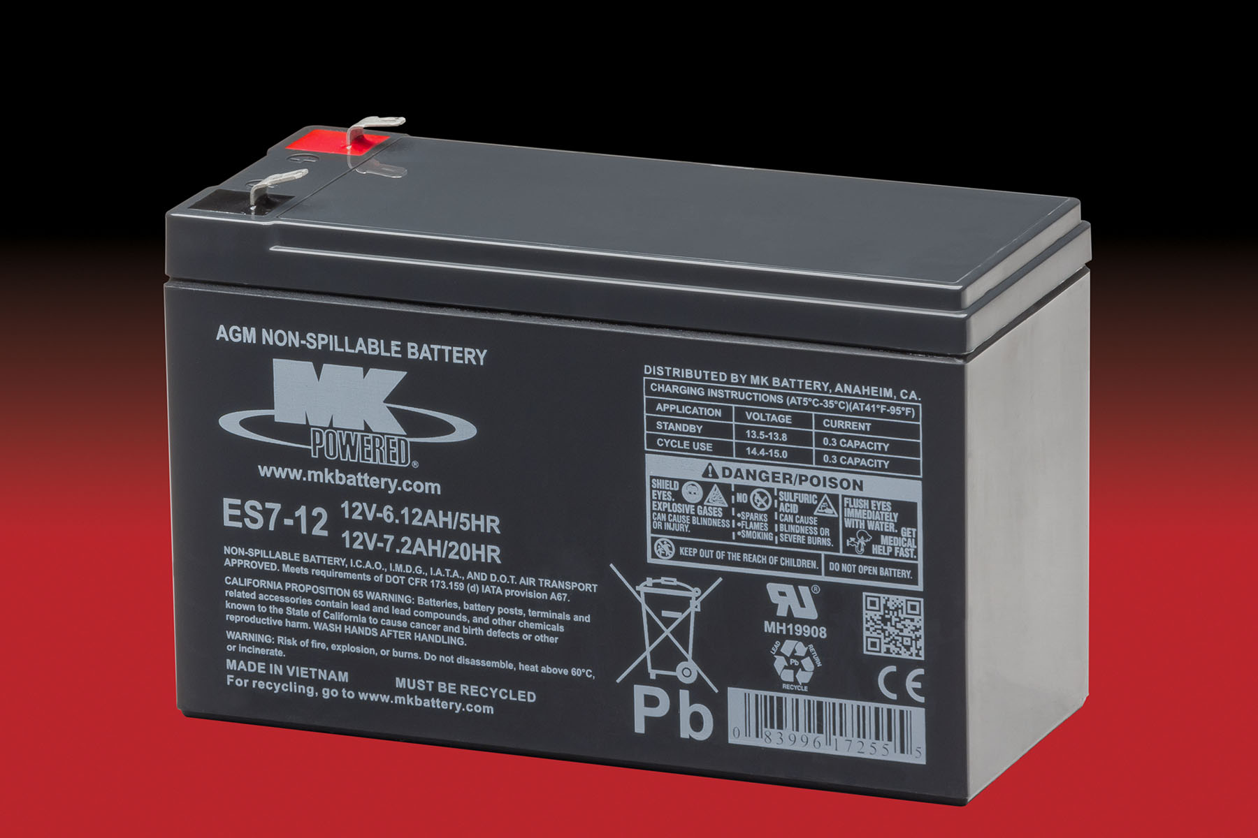 ES7-12 MK Battery ES7-12 MK 12 Volt 7.2 AMP Sealed Lead AGM Battery