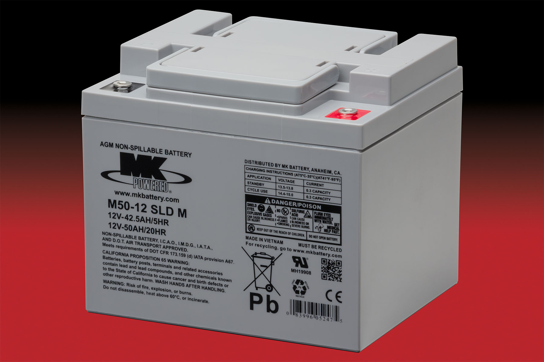 M50-12 SLD M MK Battery M50-12 SLD M 12 Volt 50 AMP Sealed Lead MK Battery