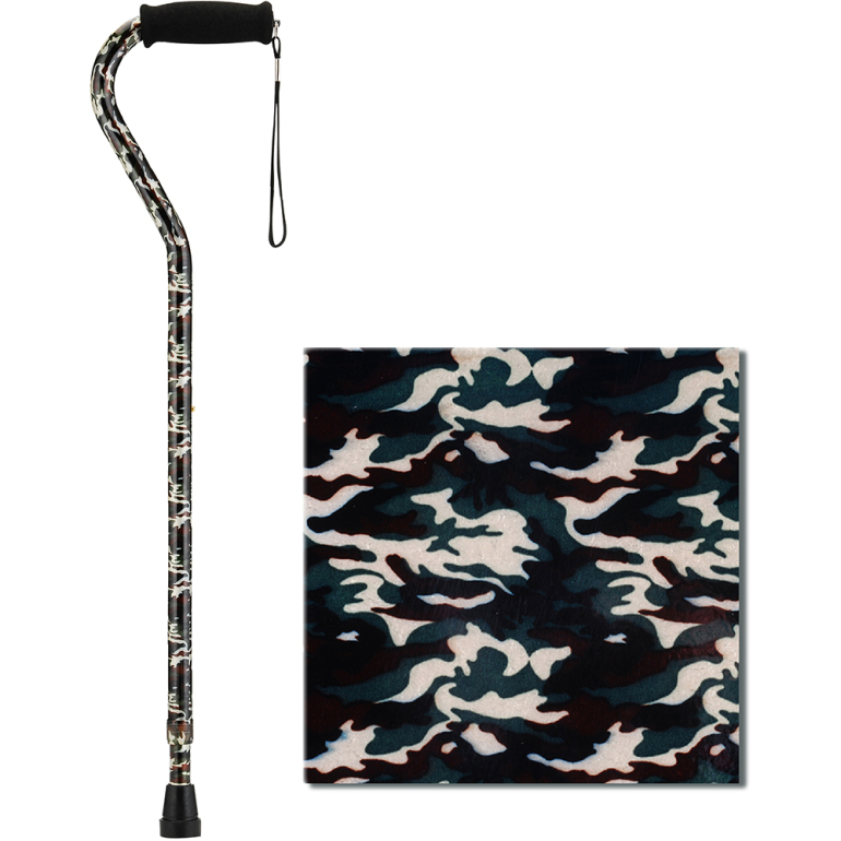 1070CF NOVA OFFSET WALKING CANE WITH STRAP CAMOUFLAGE