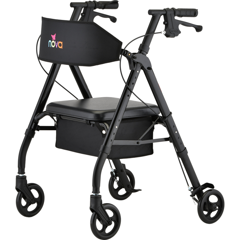 4256BK Star 6 Wide Back Rollator Black