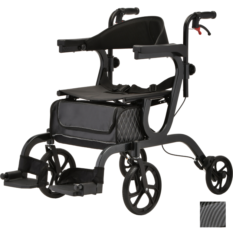 4500BK NOVA Gemini 2 in 1 Rollator Transport Chair Black