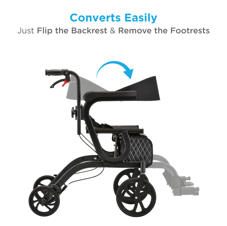 4500BK NOVA Gemini 2 in 1 Rollator Transport Chair Black Conversion