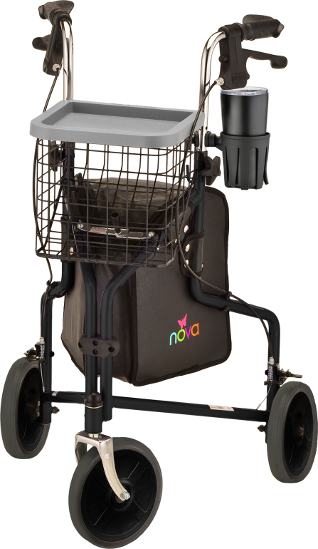 4900BK TRAVELER 3 WHEEL ROLLING WALKER BLACK