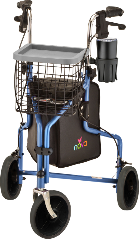 4900BL Traveler 3 wheel rolling walker Blue