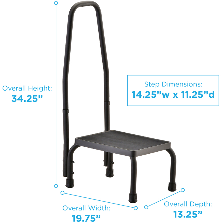 6066 NOVA Step Stool with Hand Rail dimensions