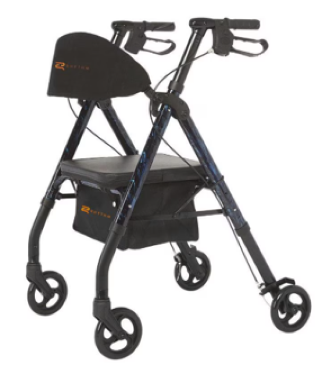 807ULB Rhythm Healthcare Deluxe Universal 4 wheel Rollator Laser Blue