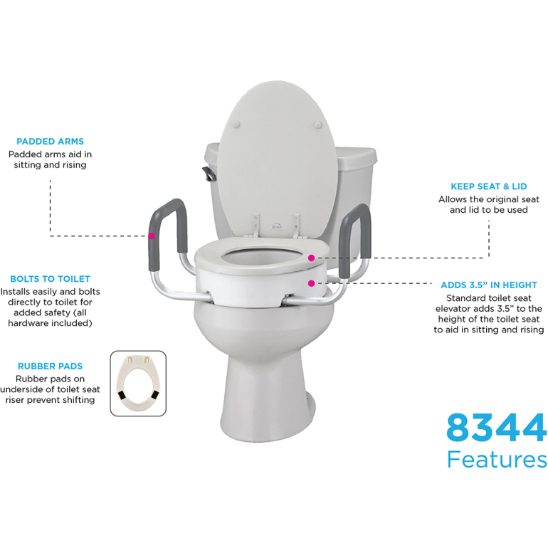 8344 Nova Toilet Seat Riser Standard with Arms infographic