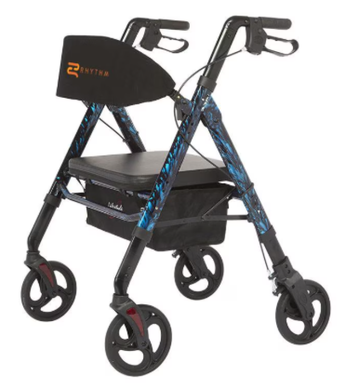 850ULB Rhythm Healtcare Bariatric 4 wheel rollator Laser Blue