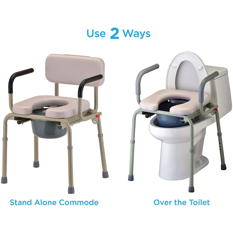 8901W NOVA PADDED DROP ARM COMMODE 2 way use