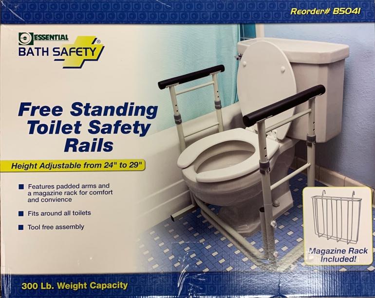 B5041 Toilet Safety Rails Free Standing Retail Box