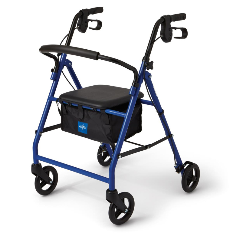 MDS86850EBS Medline Basic Steel 4 wheel Rollator Blue