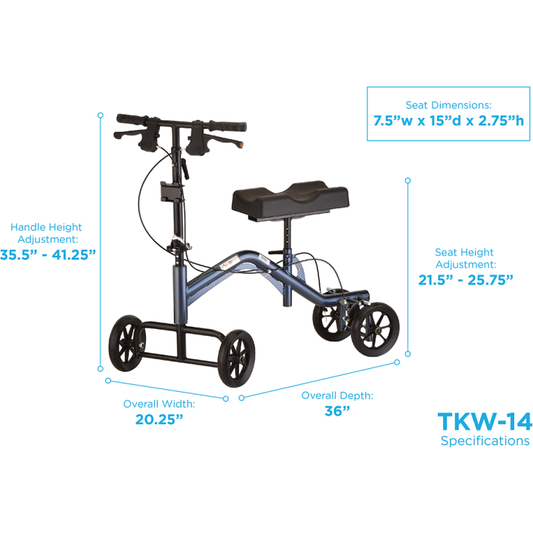 TKW-14 Nova Turning Knee Walker Heavy Duty Tall Dimensions