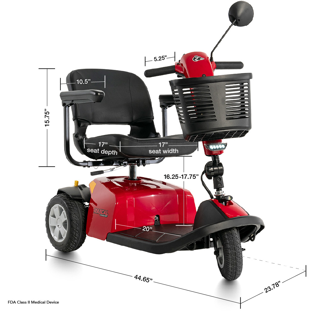 RSC103 Rascal Conquest 3 wheel mobility scooter dimensions RSC103 Rascal Conquest 3 wheel mobility scooter dimensions