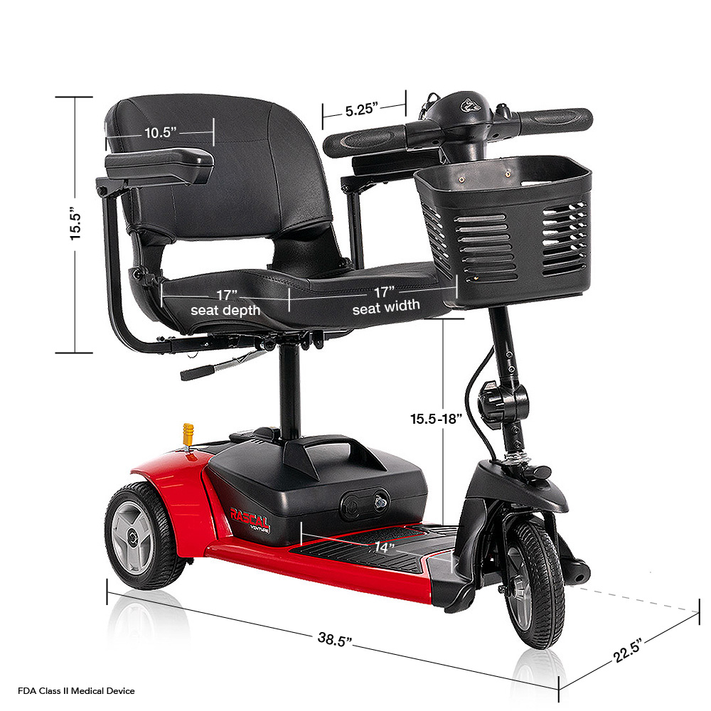 RSC39 Rascal Venture 3 wheel scooter dimensions