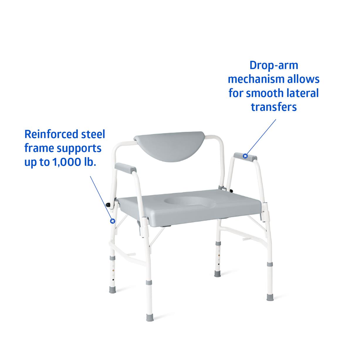Steel Bariratric Drop-Arm Commode Steel Bariratric Drop-Arm Commode