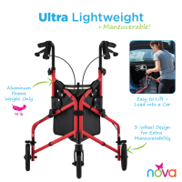 4903RD Nova Active 3 Wheel Rollator Red Infographic thumbnail