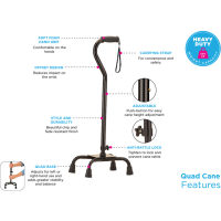 5720BK NOVA Quad Cane Small base Heavy Duty details thumbnail