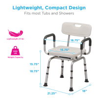 9040 Nova Shower Chair with Back and Arms Swivel Seat Dimensions thumbnail
