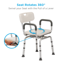 9040 Nova Shower Chair with Back and Arms Swivel Seat rotates thumbnail 9040 Nova Shower Chair with Back and Arms Swivel Seat rotates thumbnail