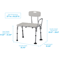 9071 Nova Transfer Bench with Back Dimensions thumbnail