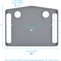 439T-R Nova Folding Walker Tray Non Foldable Dimensions thumbnail 439T-R Nova Folding Walker Tray Non Foldable Dimensions thumbnail