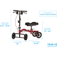 TKW-13 Nova Turning Knee Walker Heavy Duty Dimensions thumbnail TKW-13 Nova Turning Knee Walker Heavy Duty Dimensions thumbnail